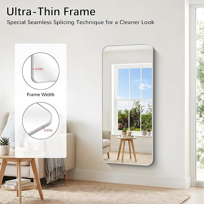 DESBING 55"x24" Bathroom Mirror for Over Sink, Silver Framed Wall Mirror | High-Definition Shatterproof Vanity Mirror with Rounded Corner for Bedroom Living Room Entryway Horizontally or Vertically