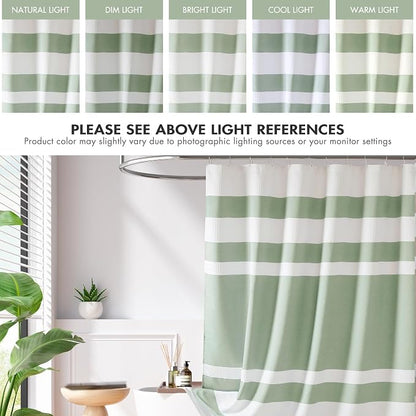 Madison Park Spa Waffle Extra Wide Shower Curtain, 108 x 72, Sage Green | Striped, Pieced Fabric Design, 3M Scotchgard Moisture Management, Hotel Quality, Modern, for Bathroom, OEKO-TEX Certified