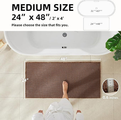 TYUU Waffle Bath Mat, Boho Bathroom Rugs Non Slip, 48x24 Mocha | Super Absorbent Quick Dry Bath Rug, Non-Slip Backing, Soft Waffle Washable Farmhouse Bathroom Mats, Tub, Shower & Home Decor