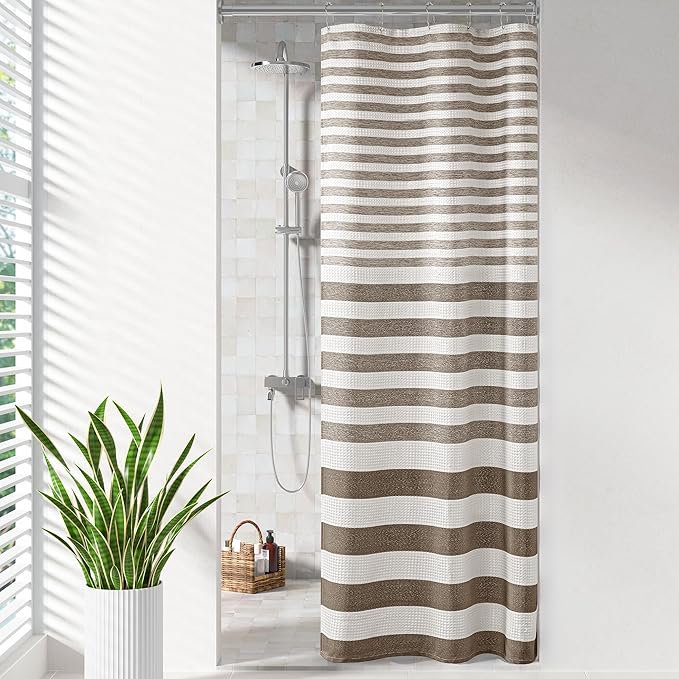 Madison Park Stall Shower Curtain for Bathroom, Taupe Ombre, 36" x 72" | Ariana Ombre Cozy, Spa Quality Modern Waffle Weave Contemporary, 3M Scotchgard Treatment, Machine Washable
