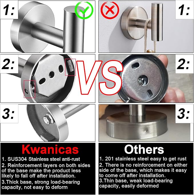 Brushed Nickel Toilet Paper Holder, Towel Ring Set 2 Pieces Hand Towel Holder for Bathroom Hardware Accessories Set SUS304 Stainless Steel Sturdy Wall Mount Bathroom Holder
