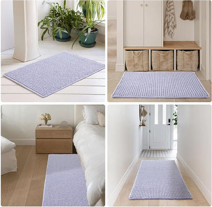 TYUU Waffle Runner Rug Bathroom, Long Cute Bath Mat, 72x24 Lavender Cream | Super Absorbent Quick Dry Bath Rug, Non-Slip Backing, Soft Waffle Washable Farmhouse Bathroom Mats, Tub, Shower & Home Decor