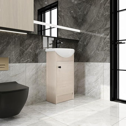 18 Inch Freestanding Bathroom Vanity, 18'' Floor Stand Bathroom Vanity with Sink, Single Sink Cabinet Combo, Modern Storage Cabinet, with Soft Closing Door, 02218PLO