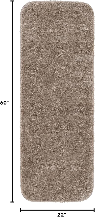 Garland Rug Traditional 22 in. x 60 in. Plush Nylon Washable Bath Rug Runner Taupe