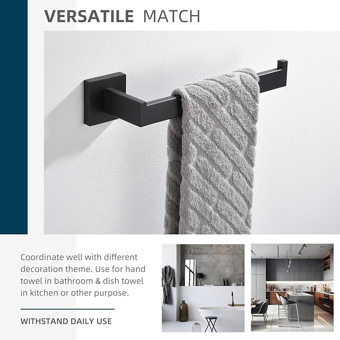 Angle Simple Bathroom Towel Holder Matte Black, 10.24-Inch Hand Towel Rack | Solid Rustproof SUS304 Stainless Steel, Easy Use Open Arm Design for Laundry Kitchen Shower Vanity Sink, Screws Mount