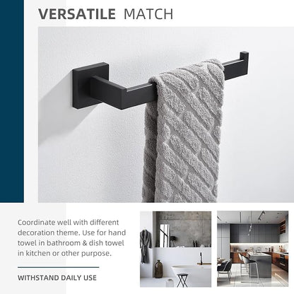 Angle Simple Bathroom Towel Holder Matte Black, 10.24-Inch Hand Towel Rack | Solid Rustproof SUS304 Stainless Steel, Easy Use Open Arm Design for Laundry Kitchen Shower Vanity Sink, Screws Mount