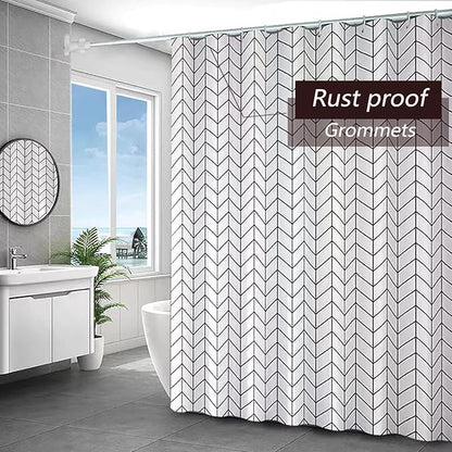 White Grid Shower Curtain Liner, 4G PEVA Shower Liner, Plastic Peva Waterproof Shower Curtains, 72x72 inch with Grommet Holes 3 Magnetic Weights