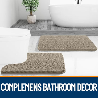 OLANLY Bathroom Runner Rugs 44x24, Soft Absorbent Chenille Bath Rugs, Rubber Backing Quick Dry, Machine Washable Long Bath Mats for Bathroom Floor, Tub and Shower, Home Decor Accessories, Warm Taupe | Warm Taupe, Quick-Drying Rubber Backing, Washable L...