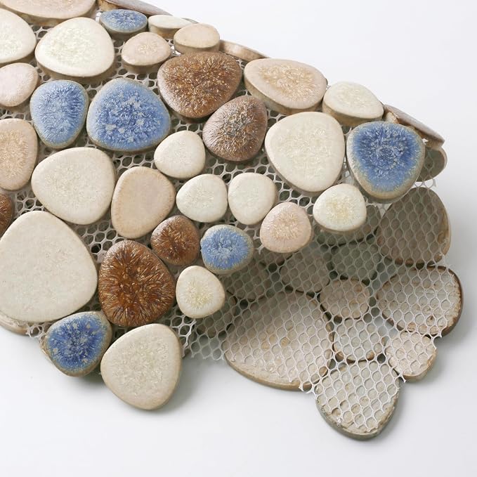Yosemite Matte Pebble Stone Tiles for Shower Floor Bathroom Mosaic Tile Extremely Non Slip [5 Sheets]
