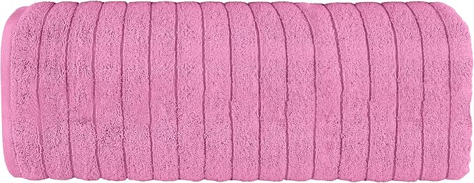 Elegant Comfort 100% Turkish Cotton Corduroy Ribbed Luxury Jumbo Bath Towel Ultra Soft - 35 x 70 Inch - Luxury Spa Premium Hotel Quality Highly Absorbent and Quick Dry Large Bath Towel, Light Pink