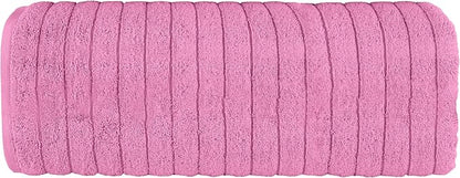 Elegant Comfort 100% Turkish Cotton Corduroy Ribbed Luxury Jumbo Bath Towel Ultra Soft - 35 x 70 Inch - Luxury Spa Premium Hotel Quality Highly Absorbent and Quick Dry Large Bath Towel, Light Pink