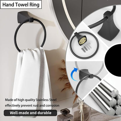 4 Pieces Bathroom Hardware Accessories Set Towel Bar Towel Holder Robe Hook Toilet Paper Holder Stainless Steel and Zinc Alloy Wall Mount