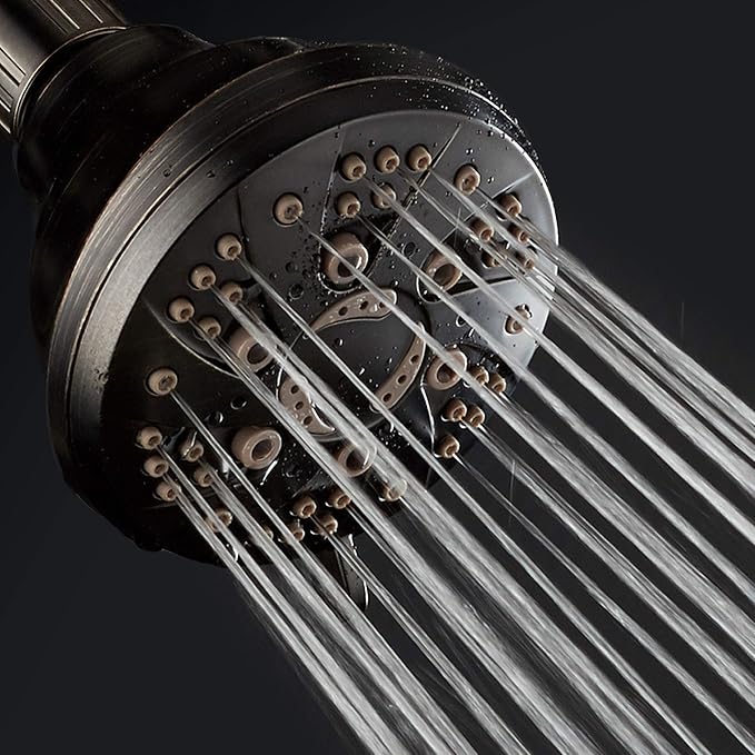 AquaDance Oil Rubbed Bronze High Pressure 6-Setting Spiral Shower Head - Angle Adjustable, Anti-Clog Showerhead Jets, Tool-Free Installation - USA Standard Certified - Top US Brand