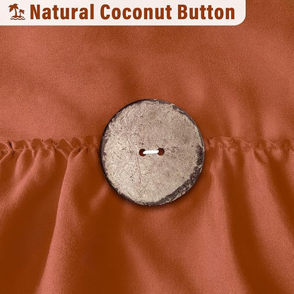 Seasonwood Orange Shower Curtain Burnt Orange Shower Curtain with Nature Buttons Ruffle Shower Curtains Farmhouse Shower Curtains for Bathroom 72×84