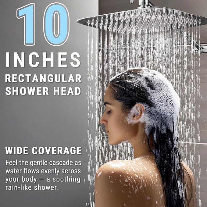 G-Promise 10 Inch All Metal Rain Shower Head with Handheld Spray (Chrome) | Suits Every Height, Pause Mode Diverter, Massage Mode Handheld, Full Body Coverage, Easy to Install, Modern Bath Upgrade