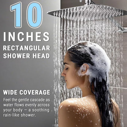 G-Promise 10 Inch All Metal Rain Shower Head with Handheld Spray (Chrome) | Suits Every Height, Pause Mode Diverter, Massage Mode Handheld, Full Body Coverage, Easy to Install, Modern Bath Upgrade