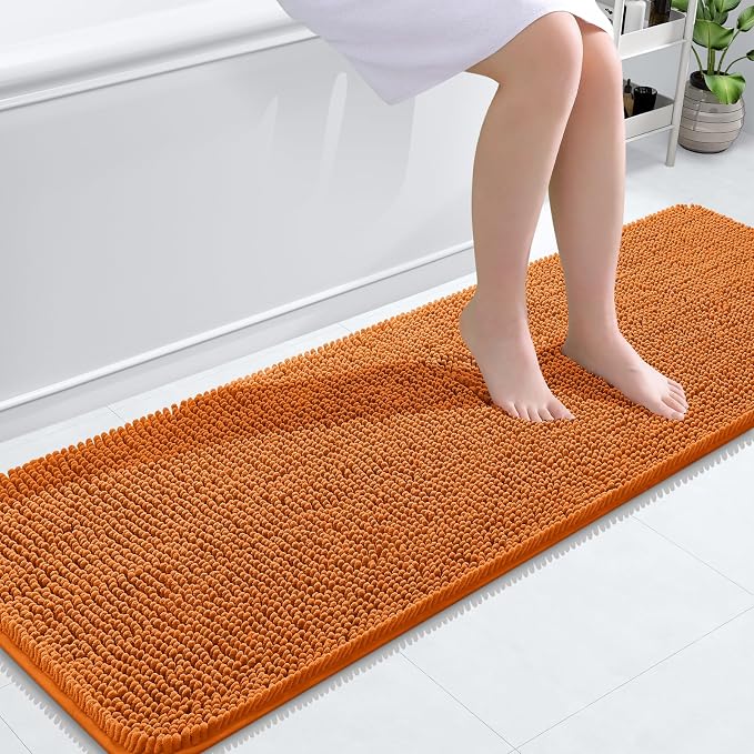 OLANLY Bathroom Runner Rugs 59x20, Extra Soft Absorbent Chenille Bath Rugs | Clay, Quick-Drying Rubber Backing, Machine Washable Long Bath Mat for Bathroom Floor, Tub and Shower, Home Decor Accessories