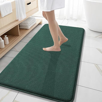 OLANLY Memory Foam Bathroom Runner Rugs 47x20, Long Mats, Blackish Green | Soft Quick Dry Bath Rugs, Non-Slip, Absorbent Machine Washable Mat for Bathroom Floor, Tub and Shower, Home Decor Accessories