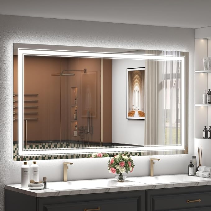 60x30 Inch LED Bathroom Mirror for Wall | Illuminated Vanity Mirror with Lights, Backlit and Front lit, Dimmable, Anti-Fog, Shatter-Proof, ETL Listed