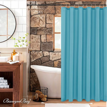 Fabric Shower Curtain Liner 72"W x 84"L-Blue Extra Long Shower Liners | Hotel Quality Water Resistant Machine Washable Shower Liner-Cloth Polyester Light Weight High Ceilings Bathroom Curtain Liner
