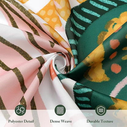 3 in 1 Pink Floral Shower Curtain Set with PEVA Liner & 12 Hooks, 36 x 72 | Boho Tropical Botanical Style, Farmhouse Floral Fabric, Modern Hotel Inspired, Water‑Repellent, Machine Washable