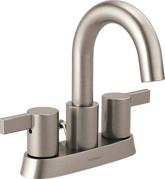 Peerless Precept Centerset Bathroom Faucet Brushed Nickel, Bathroom Sink Faucet, Drain Assembly, Brushed Nickel P299102LF-BN