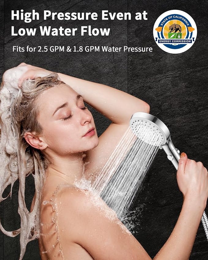 FASDUNT Shower Head with Handheld, High Pressure Showerhead with Long Hose | 80" Extra Long Stainless Steel Hose & Adjustable Bracket, Shower Heads with ON/OFF Switch for Pets Bath, Chrome