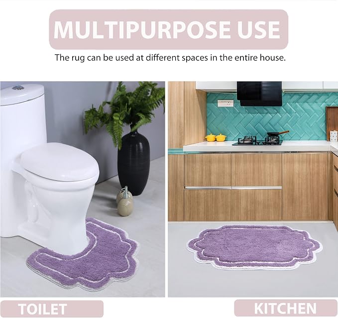 Home Weavers Allure Collection 100% Cotton Tufted Bathroom Rug, Soft and Absorbent Bath Rugs, Non-Slip Bath Carpet, Machine Wash Dry Bath Mats for Bathroom Floor, 24"x40" Bath Rug, Purple