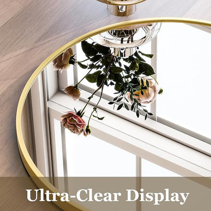 HARRITPURE 26"x28" Arched Bathroom Mirror Wall Mounted Gold Arch Mirror | Vanity Aluminum Alloy Frame Arch Wall Mirror for Living Room, Bedroom, Entryway