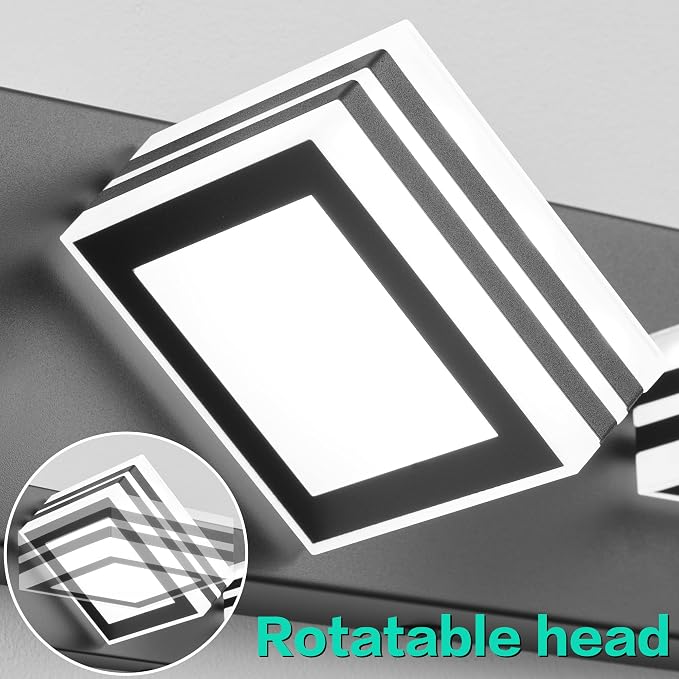 SOLFART LED Modern Vanity Lights Fixtures: 7 Lights Acrylic Matte Black Modern Bathroom Wall Light Over Mirror 46inch