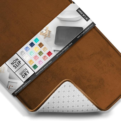 Clara Clark Bathroom Rugs, Velvet Memory Foam Bath Mat, Non-Slip Bath Rugs, Machine Wash, Dries Quickly, Ultra Soft Plush Bath Mats for Bathroom, 24 x 36, Brown