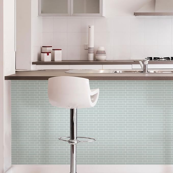 In Home NH2361 Sea Glass Peel & Stick Backsplash Tiles, Blue