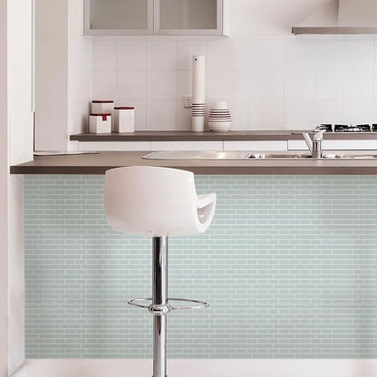 In Home NH2361 Sea Glass Peel & Stick Backsplash Tiles, Blue