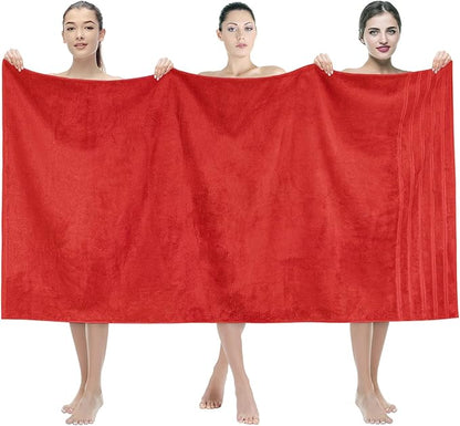 American Soft Linen 35x70 Jumbo Large Bath Towel, 600 GSM 100% Cotton Turkish Bath Sheet, Oversized Luxury Bath Towel for Bathroom Beach and Pool, Red