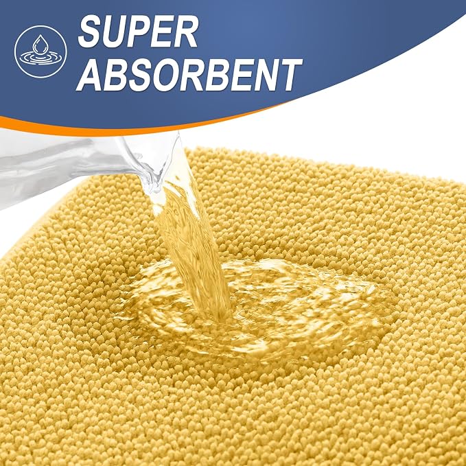 OLANLY Thick Memory Foam Bathroom Rugs 36x24, Absorbent Bath Mat, Yellow | Soft Quick Dry Bath Rugs, Non-Slip, Machine Washable Carpet for Bathroom Floor, Tub and Shower, Home Decor Accessories