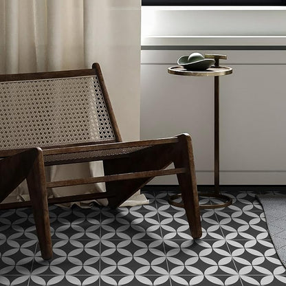 16-Sheet Peel and Stick Floor and Wall Tile for Bathroom Kitchen Shower, 9" x 9" Gray Coin SPC Self-Adhesive Vinyl Flooring, Patterned Groutable Backsplash Tile, Cover 9.12 Sq Ft.