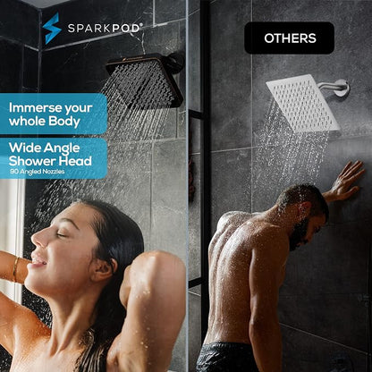 SparkPod Rain Shower Head, 6 Inch Square, Vintage Oil-Rubbed Bronze Finish | High Pressure Shower Heads, 90 Nozzles, Adjustable Showerhead, No Tools Needed, Universal Connection