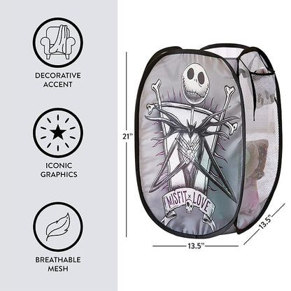 Idea Nuova Disney Nightmare Before Christmas Pop Up Laundry Storage Hamper with Durable Carry Handles, 21" H x 13.5" W X 13.5" L