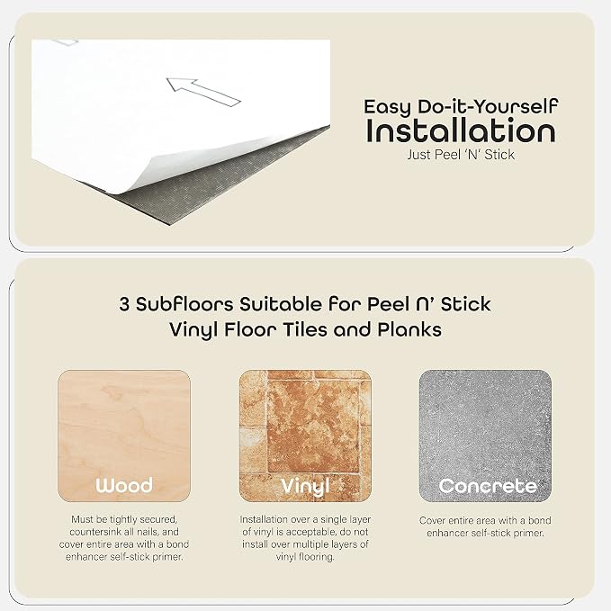 Nexus Peel & Stick Vinyl Floor Tiles, 20-Pack, 12 x 12 in, White | Decorative Tile Format: Dimensional Tile Texture Adds Coordinated Finish Detail.