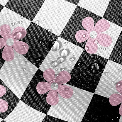 Black White Shower Curtain Pink Flower Abstract Checkered Plaid Groovy,Vintage Shower Curtains Bathroom Accessories 72x72 Inches