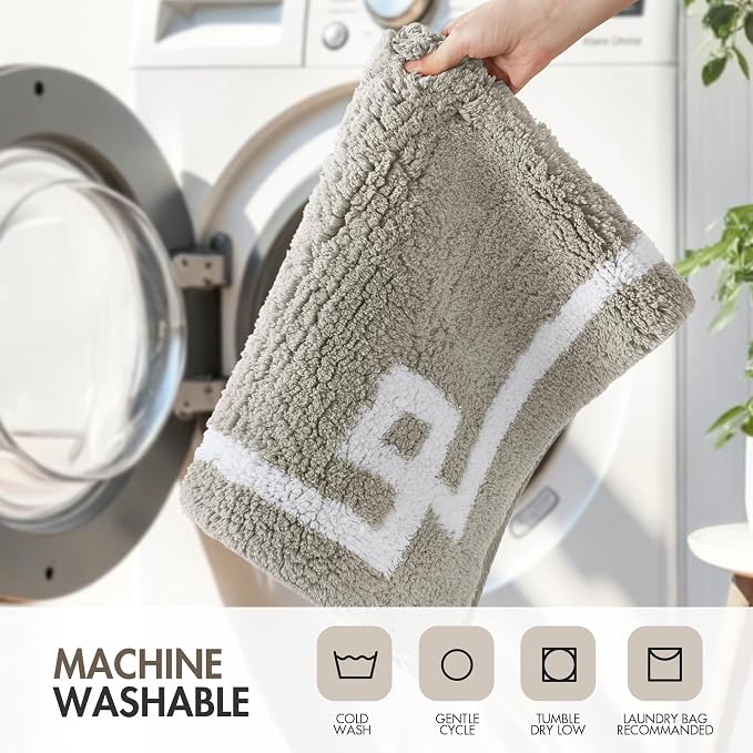 Madison Park Evan 100% Cotton Bath Runner Plush Absorbent, 24" x 72", Grey | Non-slip Backing, OEKO TEX, Luxurious Tufted Plush Bath Rug for Bathroom, Quick Dry, Spa Design Decorative for Shower Room
