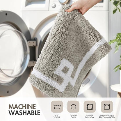 Madison Park Evan 100% Cotton Bath Rug Plush Absorbent, 20" x 30", Grey | Non-slip Backing, OEKO TEX, Luxurious Tufted Plush Bath Mat for Bathroom, Quick Dry, Spa Design Decorative for Shower Room