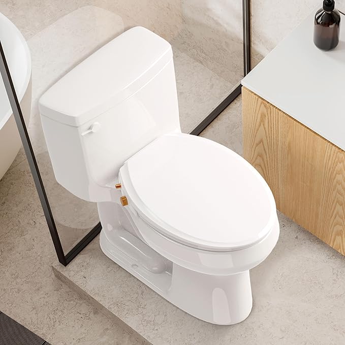 VOVO Nature 7 Non-electric Bidet Toilet Seat, Fits Elongated Toilets, Ambient Water Temperature, Easy Installation - White