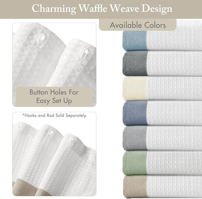 Madison Park Spa Waffle Weave Stall Shower Curtain, 36 x 72, Taupe | Striped, Pieced Fabric Design, 3M Scotchgard Moisture Management, Hotel Quality, Modern, for Bathroom, OEKO-TEX Certified