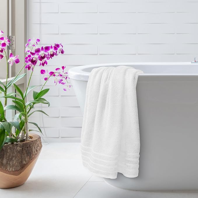Avalon Towels Bath Towels Set of 4, Size 30 x 60 Inches - 60% Cotton, 40% Viscose Made from Bamboo, Soft and Absorbent, Quick Drying, Lightweight, Perfect for Daily Use