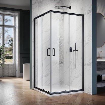 ELEGANT Corner Shower Enclosure 36 in.D x 36 in. W x 72 in. H, Double Sliding Corner Shower Door with 1/4 in. Tempered Glass, Sliding Shower Enclosure in Black