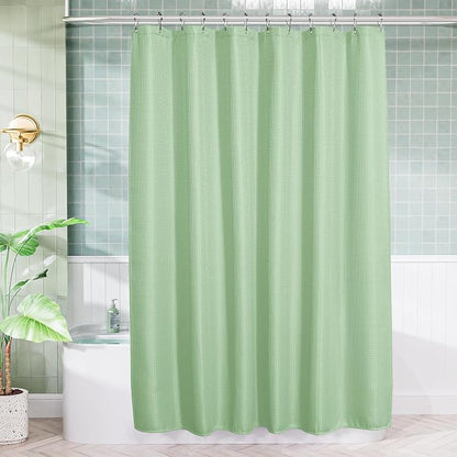 AmazerBath Mint Green Shower Curtain Waffle Textured, Light Green Shower Curtain Fabric Thick Heavy Duty 240GSM, Hotel Quality Bathroom Shower Curtains, Premium Polyester, 72 x 72 Inches