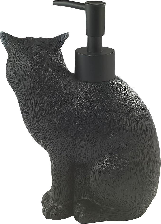 Avanti Linens - Soap Dispener/Lotion Pump, Guest Bathroom Essentials, Black Cat Inspired Bathroom Decor (Halloween Collection)