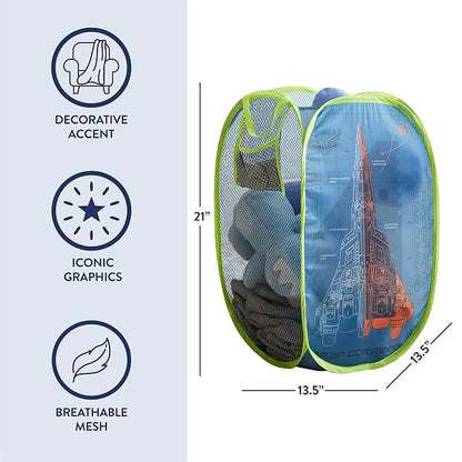 Idea Nuova Pixar Lightyear Pop Up Hamper with Durable Carry Handles, 21'' H x 13.5'' W X 13.5'' L