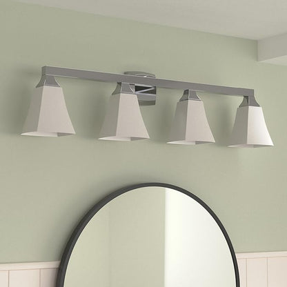 Moen YB5164CH Voss 4-Light Dual-Mount Bath Bathroom Vanity Fixture with Frosted Glass, Chrome